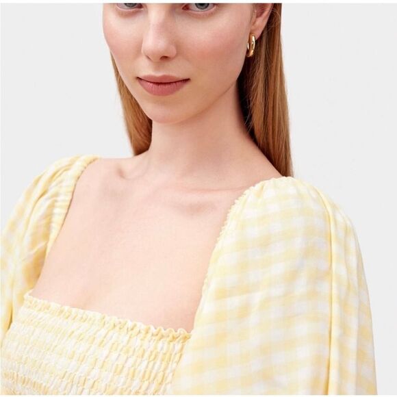 The sleeper atlanta linen dress in lemon vichy M - Picture 2 of 11